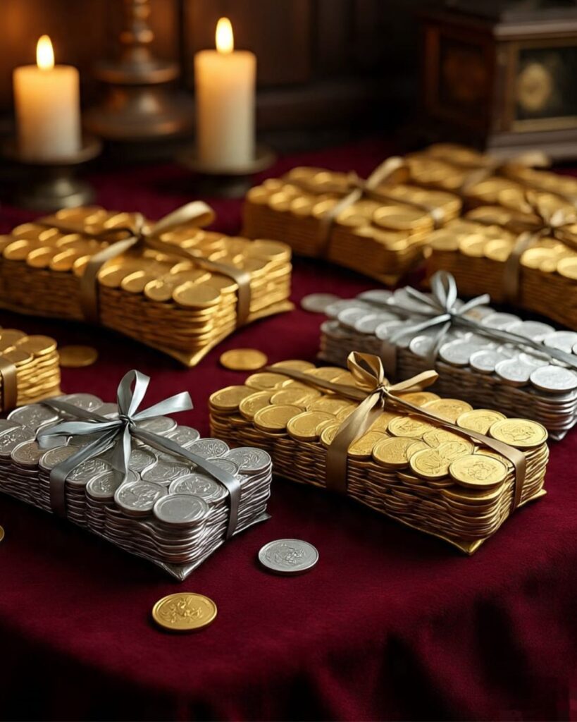 Gold, Silver, Metallic coins